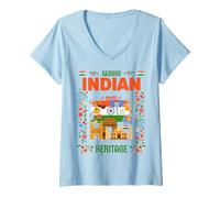 Donna Costume Bandiera Indiana, Idea per Bambini e Bandiera Indiana a Tema Maglietta con Collo a V