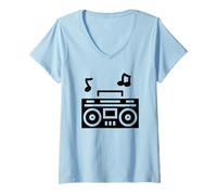 Donna Costume Boombox Maglietta con Collo a V