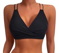 Donna Costume da Bagno Scollo a V Triangolo Top Delicato sulla Pelle antitraccia Senza Imbottitura in Microfibra Push Up Swimwear con Rimovibile Allacciatura Estiva