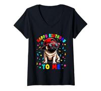 Donna Costume da Carlino Floreale Corlorful Happy Birthday per Bambini Maglietta con Collo a V