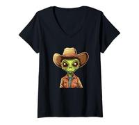 Donna Costume da cowboy alieno per trendsetter intergalattici Maglietta con Collo a V