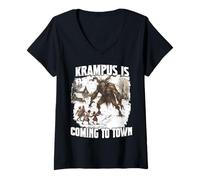 Donna Costume da Demone Natalizio Krampus Perchtenlauf T Bartl Maglietta con Collo a V