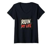 Donna Costume da discorso Ruin My Life Maglietta con Collo a V