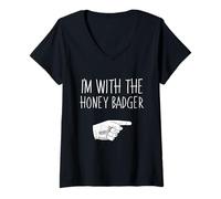 Donna Costume da festa di Halloween «I'm With The Honey Badger» da abbinare Maglietta con Collo a V