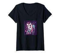 Donna Costume da Gatto Notturno Canto per Ragazzi e Ragazze Maglietta con Collo a V