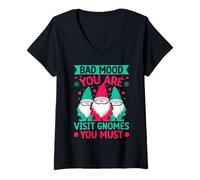 Donna Costume da Gnomo da Giardino Bad Mood You Are Visit Gnomes Maglietta con Collo a V