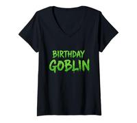 Donna Costume da Goblin di Compleanno Divertente Viral Gen Z Bday Party per Ragazzo Maglietta con Collo a V
