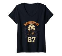 Donna Costume da Halloween 67 Meme Brainrot Haunted 6 7 Six Seven Maglietta con Collo a V