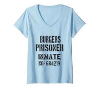 Donna Costume da Halloween per Amanti degli Hamburger, Prigioniero Pigro Maglietta con Collo a V