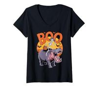 Donna Costume da Ippopotamo spettrale su Boo Hippopotamus Halloween Maglietta con Collo a V