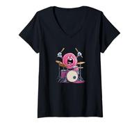 Donna Costume da Lecca-Lecca con Strumento a Batteria Maglietta con Collo a V