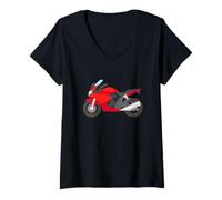 Donna Costume da Moto da Corsa Maglietta con Collo a V