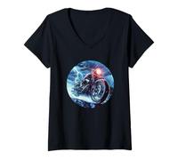 Donna Costume da Motociclista Patriottico Tempesta e Fresco Maglietta con Collo a V