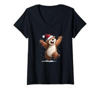 Donna Costume da Orso di Buon Natale Maglietta con Collo a V