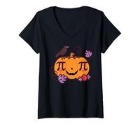 Donna Costume da Pumpkin Pi Math Nerd per Halloween Thanksgiving Pie Maglietta con Collo a V