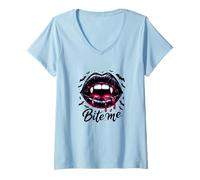Donna Costume da Vampiro per Halloween, Fantasma, Strega, Horror Maglietta con Collo a V