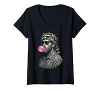 Donna Costume Davy Crockett Maglietta con Collo a V