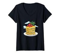 Donna Costume di frutta e pancake per gli amanti delle vacanze Maglietta con Collo a V