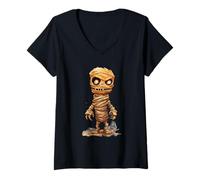 Donna Costume di Halloween da mummie divertenti Maglietta con Collo a V