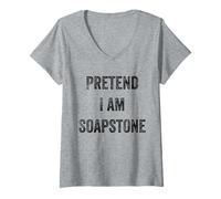 Donna Costume di Halloween Fingere Che io Sia Pietra ollare Rock Stone Lover Maglietta con Collo a V