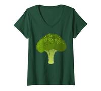 Donna Costume di Verdure Broccoli Maglietta con Collo a V