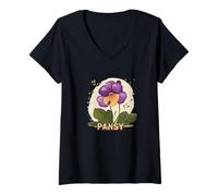 Donna Costume Fiore del Pensiero Piuttosto Maglietta con Collo a V