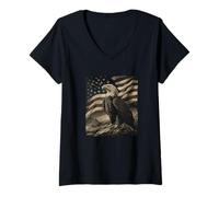 Donna Costume Freedom vola sopra Stelle e Strisce Maglietta con Collo a V