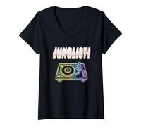 Donna Costume Gay Rainbow Trans Pride Junglist con Batteria e Basso Maglietta con Collo a V