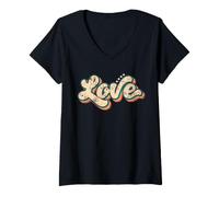 Donna Costume Love Shirt Vintage Stile Throwback Statement Maglietta con Collo a V