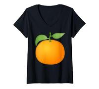 Donna Costume Mandarino Mandarino Maglietta con Collo a V