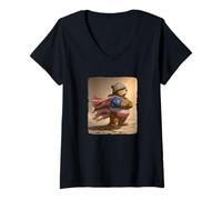 Donna Costume Militare da Orso Bruno per Gli Amanti del Campo di Battaglia dell'America Maglietta con Collo a V