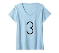 Donna Costume Numero Tre Maglietta con Collo a V