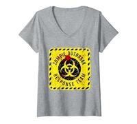 Donna Costume per Gruppo di Halloween della Squadra Zombie Outbreak Response Maglietta con Collo a V
