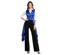 Donna Costume Rinascimentale Donne Gilet Steampunk Bustier Burlesca Blu XXL