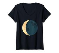 Donna Costume Simbolo Luna Calante Luna Maglietta con Collo a V