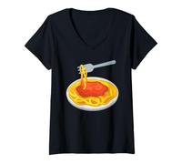 Donna Costume Spaghetti Pasta Maglietta con Collo a V