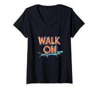 Donna Costume Walk On e Abbraccia il viaggio Maglietta con Collo a V