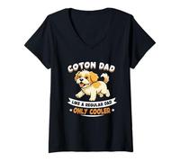 Donna Coton Dad, Like A Normal Dad Only Cooler - Coton Dog Maglietta con Collo a V