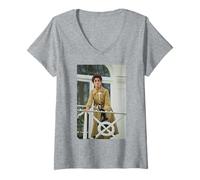 Donna Cotone a pois Eastenders Stella Giugno Marrone 1997 Maglietta con Collo a V