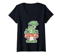 Donna Cottagecore Frog Lover Toad Appassionato di Anfibi Maglietta con Collo a V