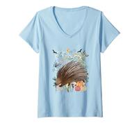 Donna Cottagecore Porcupine Halloween Summerween Acquerello Maglietta con Collo a V