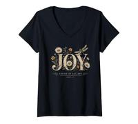 Donna Count it all Joy James 1:2 Cristiano Floreale Libellula Fede Maglietta con Collo a V