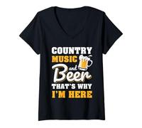 Donna Country Music And Beer That's Why Funny Drinking Team Beer Maglietta con Collo a V