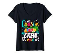 Donna Cousin Crew 2026 Summer Vacation Matching Family Trip Beach Maglietta con Collo a V