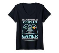 Donna Cousin Gamer Ho Due Titoli Cugino E Gamer Maglietta con Collo a V