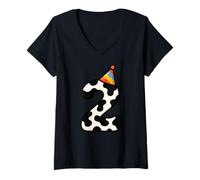 Donna Cow Happy 2nd Birthday 2 Anni Party Hat Bday Boys Girls Maglietta con Collo a V