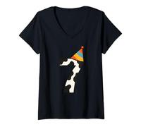 Donna Cow Happy 7th Birthday 7 anni Party Hat Bday Boys Girls Maglietta con Collo a V
