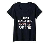 Donna Cow Lover Animal Lover I Really Like Cows Maglietta con Collo a V