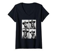 Donna Cowboy Alce con Occhiali da Sole Divertente Animale Photo Booth Western Maglietta con Collo a V