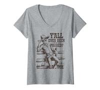 Donna Cowboy alieno vintage, sei mai stato sondato divertente Maglietta con Collo a V